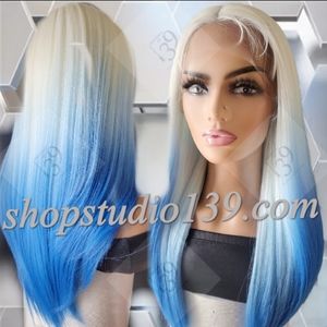 Blue tip Dipped lace front wig with shifting part